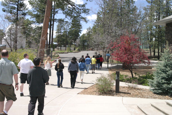 Here was the crowded tour, heading up to the observatory specially built to search for Pluto. They found it!